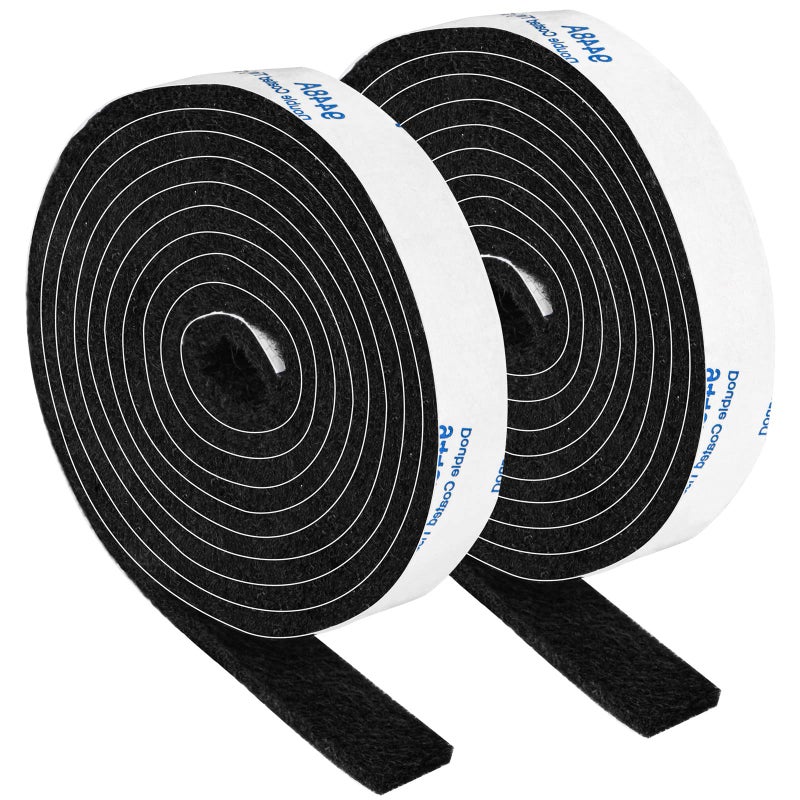 PremiFix Felt Strips with Adhesive Backing  Felt Tape with Adhesive Backing  Felt Furniture Strips 2 Pack Roll 1/2x 60 Inches Black  Felt Strips for Furniture - Image 1